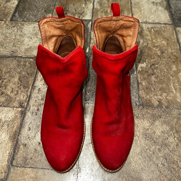 Jeffrey Campbell Suede Red Leather ankle boot sz 40 - Picture 3 of 6